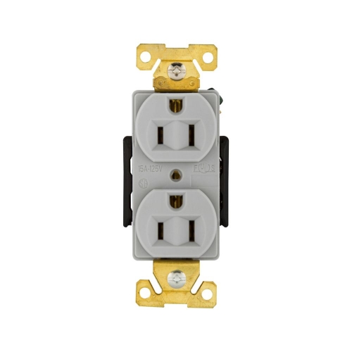 Eaton Wiring 15A Modular Duplex Receptacle, 2-Pole, 3-Wire, 125V, Gray ...