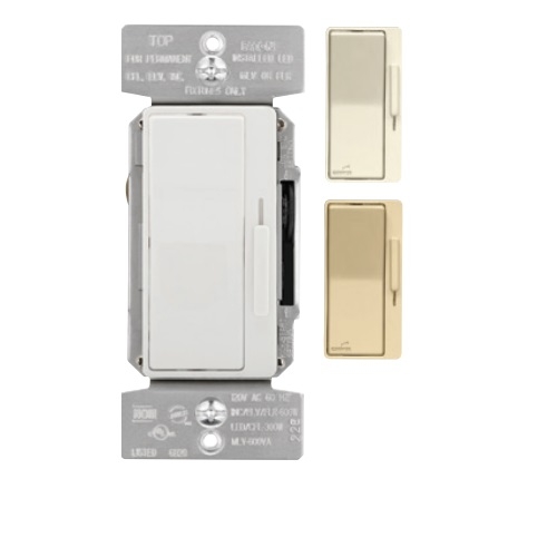 Eaton Wiring 300W Universal Decora Dimmer, SinglePole/3Way, Preset, 120V, Almond/White/Ivory