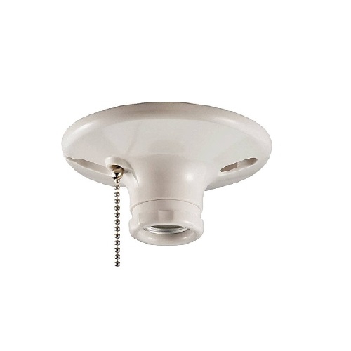 Eaton Wiring Ceiling Lamp Holder W Pull Chain Switch S759w Cd Sp Homelectrical Com - Porcelain Ceiling Light Fixture With Pull Chain