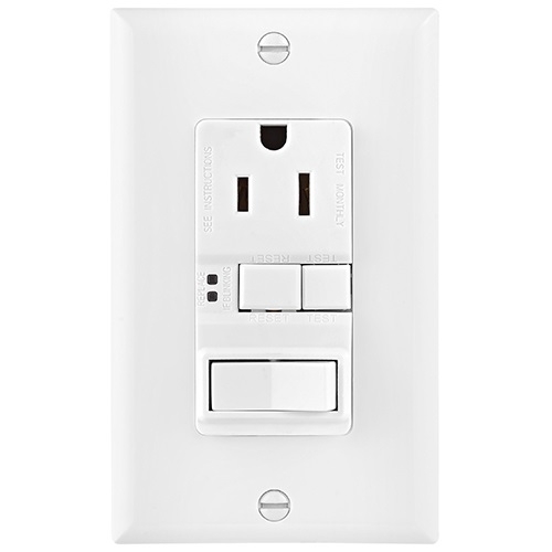 Eaton Wiring 15 Amp MidSize GFCI Receptacle Outlet w/FeedThrough