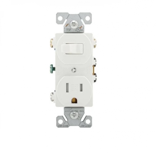 Eaton Wiring 15 Amp Combination Switch, Tamper Resistant, 125V, White (Eaton Wiring TR293W)