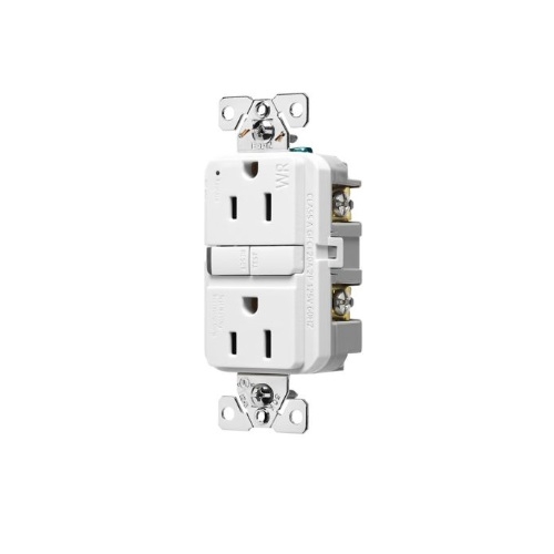Eaton Wiring 15A TR WR Slim Self Test GFCI Receptacle Outlet B S 125V White