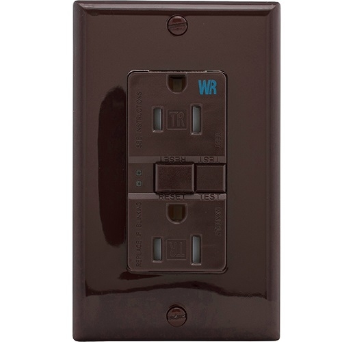 Eaton 20 Amp Tamper & Weather Resistant GFCI Receptacle Outlet, Brown