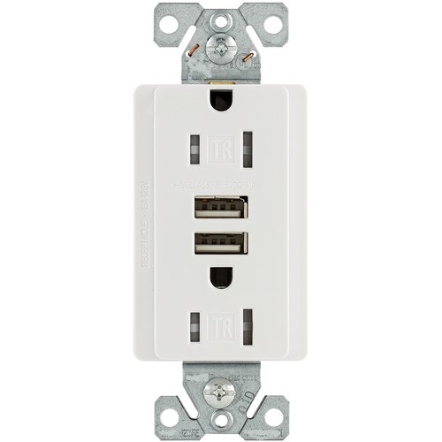 General Protecht GPRE02ASUTR 15 Amp USB Decora Duplex Receptacle