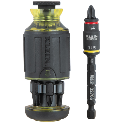 Klein Tools 10-in-1 Impact Rated Stubby Driver Set, with Flip Socket, Black (Klein Tools 32308F)