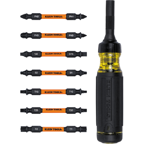 Klein Tools 15-in-1 Ratcheting Impact Rated Multi Bit Torsion Zone Screwdriver (Klein Tools 32315HD)
