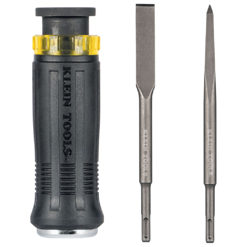 Klein Tools 3-Piece SDS Chisel Bit Set with Handle, Demolition Screwdriver, Black (Klein Tools 32753SD)