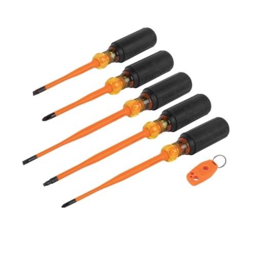 Klein Tools 6-Piece Slim-Tip Insulated Screwdriver Set w/ Magnetizer (Klein Tools 33736INS)