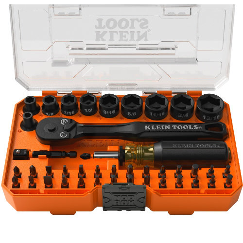 Klein Tools 43-Piece ProFlex Impact Driver Bit & Socket Set, SAE, MODbox, Orange (Klein Tools 33806)