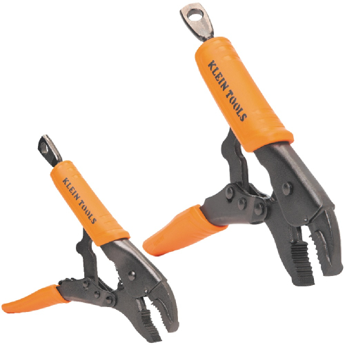 Klein Tools 2-Piece Curved Jaw Locking Pliers, 7 Inch and 10 Inch, Orange (Klein Tools 38660)