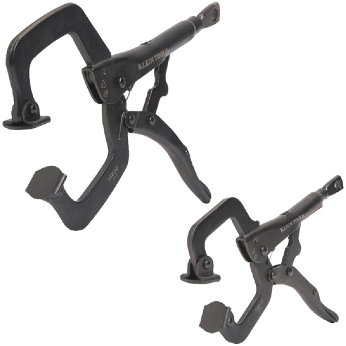 Klein Tools 2-Piece C-Clamp Locking Pliers Set, w/ Swivel Jaws, 6in and 11in, Blk (Klein Tools 38662)