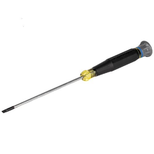 Klein Tools 1/8-in Slotted Precision Screwdriver, Cushion Grip, 4-in Shank, Blue (Klein Tools 6254)