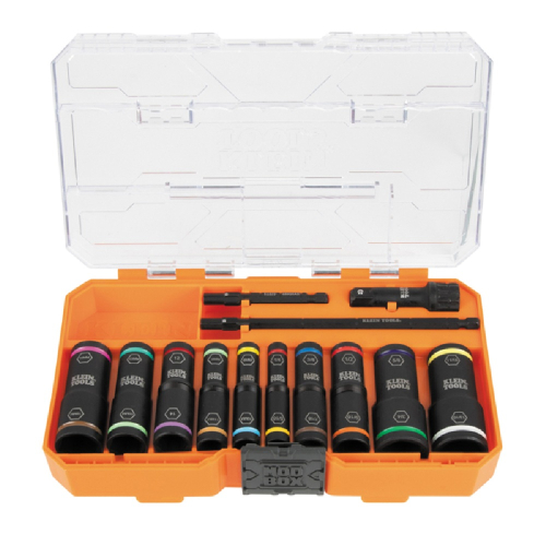 Klein Tools 13-Piece KNECT Flip-20 Impact Socket Set, SAE & Metric, Black (Klein Tools 65239)