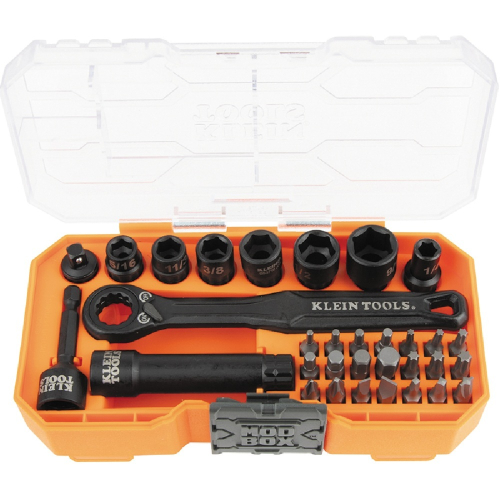 Klein Tools 1/4-in KNECT Drive Impact Rated Pass Through Socket Set, 32-Piece (Klein Tools 65300)