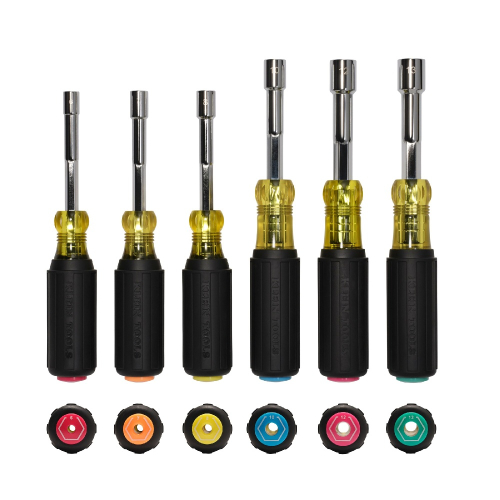Klein Tools Metric Color Coded Hollow Shaft Heavy Duty Nut Driver Set, 6-Piece (Klein Tools 65456M)