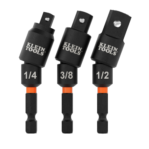Klein Tools 20-Degree Swivel Impact Driver Socket Adapter Set, 3-Piece, Black (Klein Tools 65813SW)
