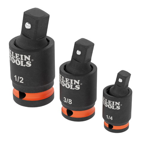 Klein Tools 15-Degree Impact Wrench Swivel Socket Adapter Set, 3-Piece, Black (Klein Tools 65843SW)