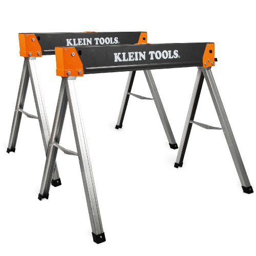 Klein Tools 2-Pack Fixed Leg Saw Horse, 2600 Pound Capacity, Black & Orange