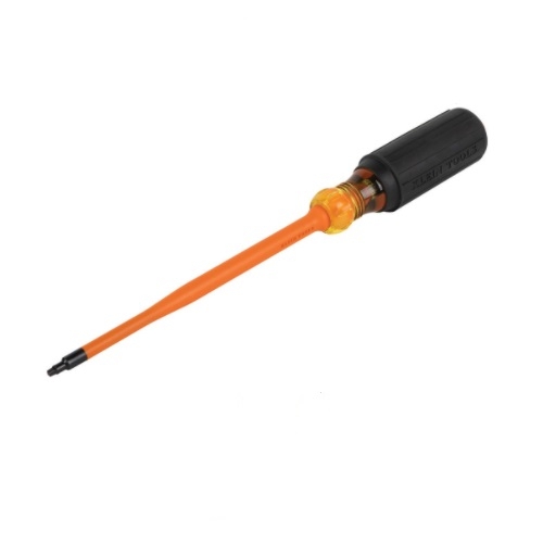 Klein Tools 6-in Slim-Tip Insulated Screwdriver, #1 Square, Round Shank (Klein Tools 6986INS)