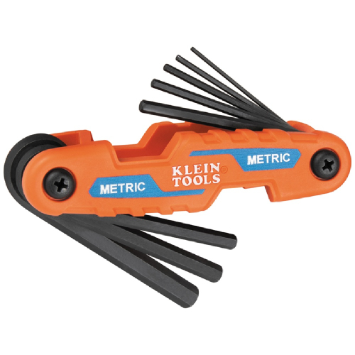 Klein Tools 8-Key Compact Folding Hex Key Set Metric Sizes, Orange and ...