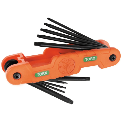 Klein Tools 10-Key Pro Folding Hex Key Set TORX Sizes, Orange and Black ...