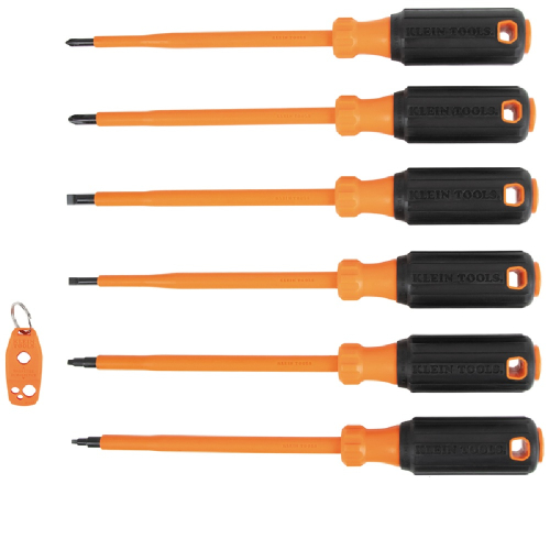 Klein Tools Insulated Screwdriver Set Plus Magnetizer, 7-Piece, Orange (Klein Tools 85077INSR)