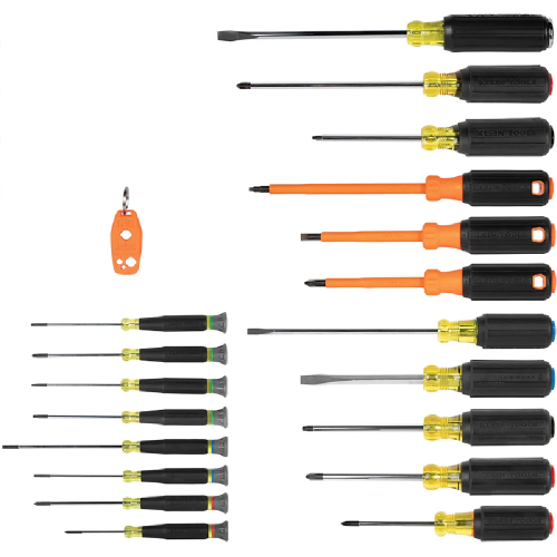 Klein Tools 20-Piece Color Coded Screwdriver Set, Cushion Grip, with Magnetizer (Klein Tools 85820)