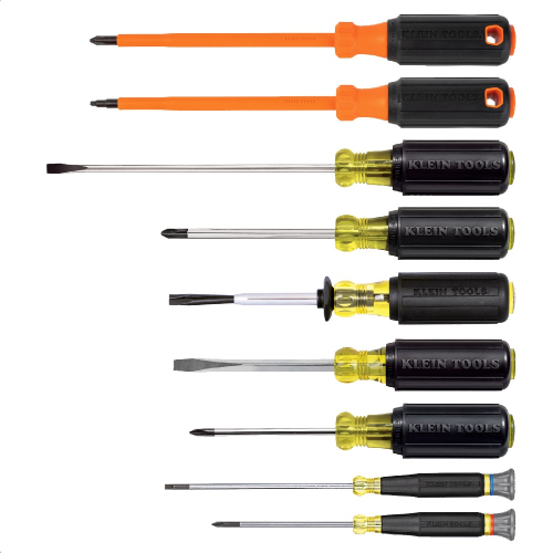 Klein Tools 9Pc Electrician Screwdriver Set, Insulation, Precision, & All Purpose (Klein Tools 85850)