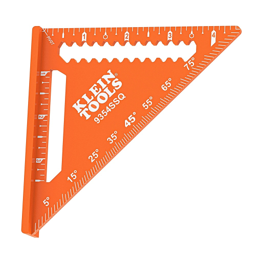 Klein Tools 4 1/2-in Trim Square, Laser Etched markings, Aluminum, Orange (Klein Tools 9354SSQ)
