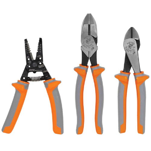 Klein Tools 3-Piece Insulated Tool Kit, 1000V Rated Insulation, Orange and Gray (Klein Tools 9416R)