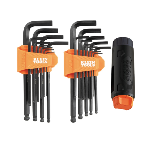 Klein Tools 22 Pc. Long Ball-End Hex Key Set w/ Handle, SAE & Metric (Klein Tools BLS22H)