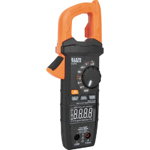 Klein Tools 600A Auto Ranging Clamp Meter, True RMS Accuracy, w/ Worklight, Gray (Klein Tools CL810)