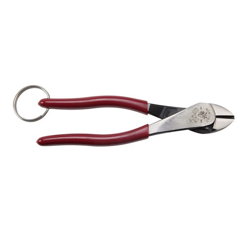 Klein Tools High Leverage Diagonal Cutting Pliers with Tether Ring, Red (Klein Tools D228-8TT)