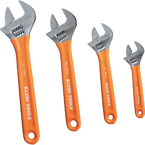 Klein Tools Extra Capacity Adjustable Wrenches, 6in, 8in, 10in, and 12in, Orange (Klein Tools D5074)