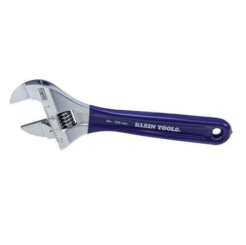 Klein Tools Blue 8 inch Extra Slim - Wide Jaw Adjustable Wrench (Klein Tools D86936)