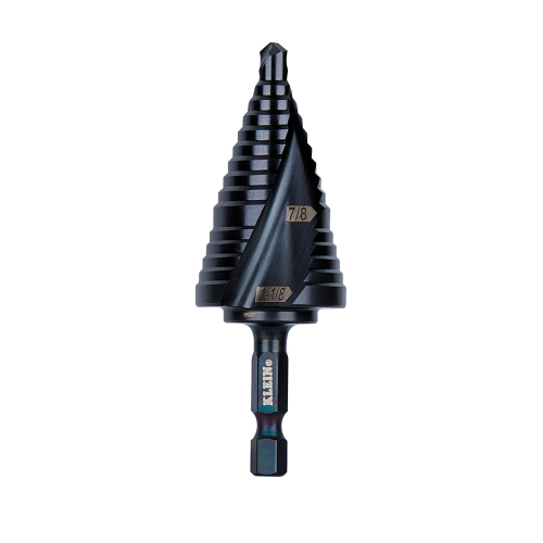 Klein Tools 7/8-in to 1-1/8-in Step Drill Bit, Double Spiral Flute, Quick Release (Klein Tools QRST11)