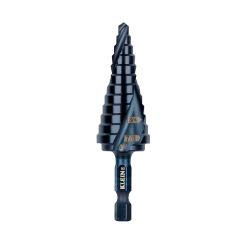 Klein Tools 3/16-in to 7/8-in Step Drill Bit, Double Spiral Flute, Quick Release (Klein Tools QRST14)