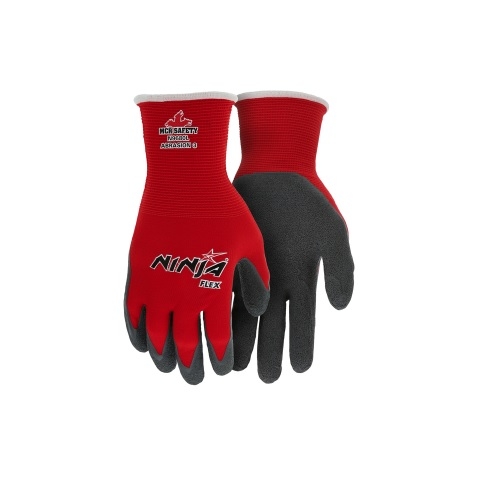 MCR Safety Ninja Flex Nylon Shell Gloves, 15 Gauge, Large, Red & Gray, Case of 6 (MCR Safety VPN9680-L)