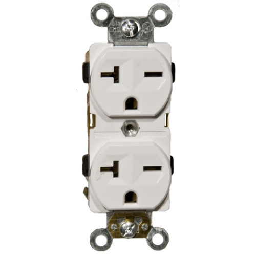 Morris 20A Industrial Grade Duplex Receptacle, 250V, White (Morris ...