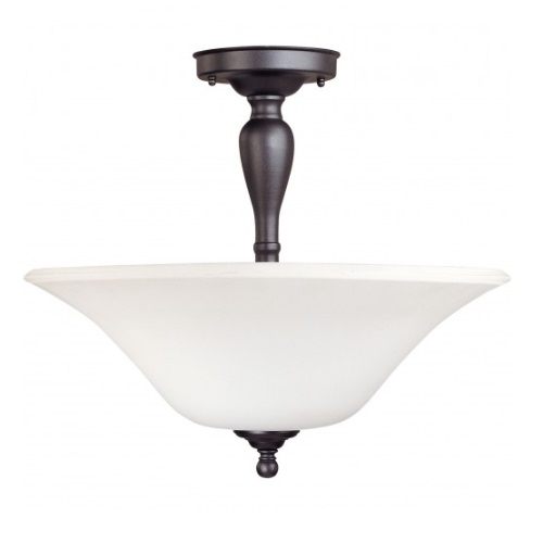 Nuvo Dupont Led Semi Flush Light Satin White Glass Dark
