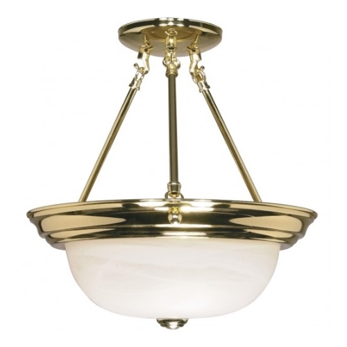 Nuvo 13 Semi Flush Mount Ceiling Light Fixture Polished Brass