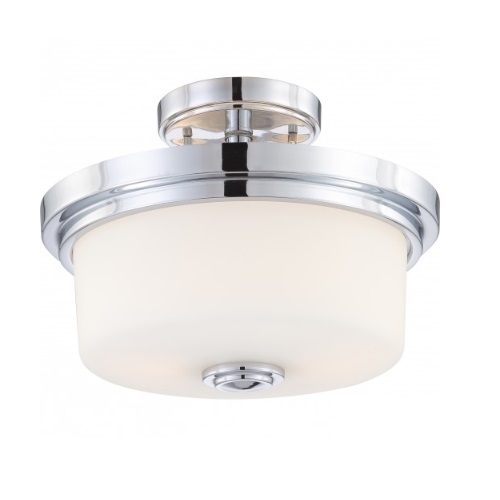 Nuvo 60w Soho Semi Flush Mount Light Fixture 2 Light Satin White Glass