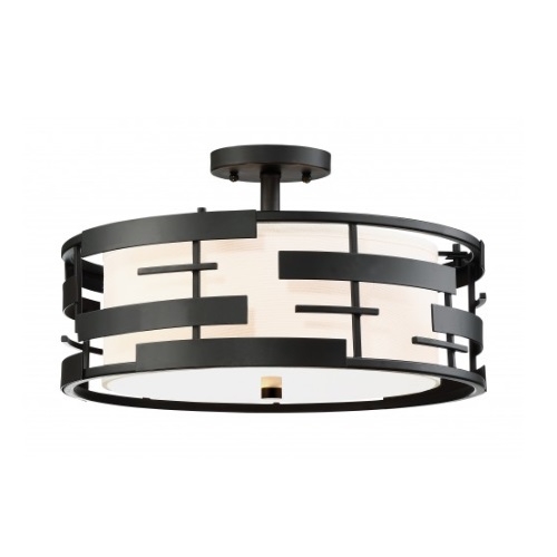 Nuvo Lansing Semi Flush Mount Light Fixture Textured Black