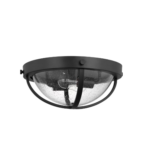 Nuvo 60W Lincoln Flush Mount w/ Clear Seeded Glass, 2 Light, Matte 