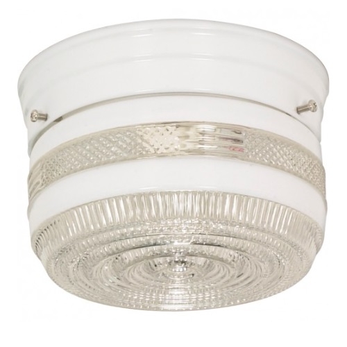 Nuvo 6 Flush Mount Ceiling Light Fixture W Crystal And White Drum White