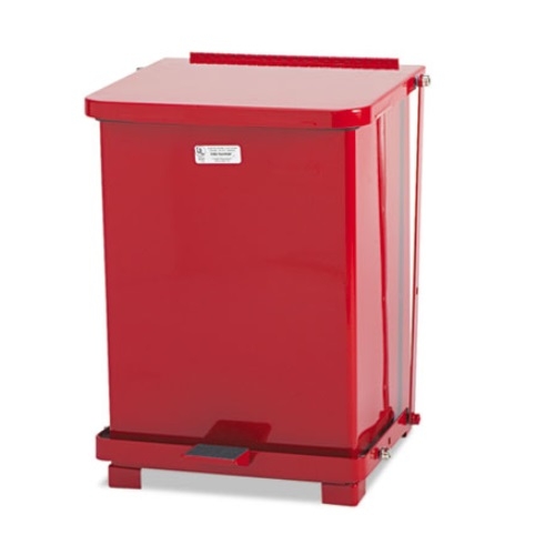 Rubbermaid Defenders Biohazard Step Can, Square, Steel, 7 Gallon, Red (Rubbermaid ST7EPLRD)