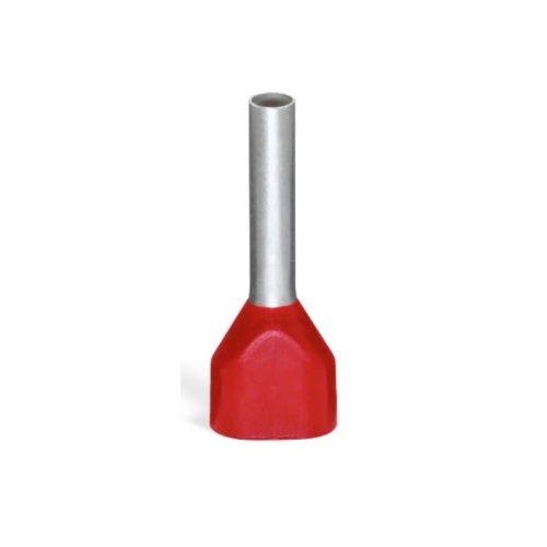 Wago Insulated Twin Ferrule Sleeve, 0.47-in, 2 x 1 mm/ 2 x 18 AWG, Red, Case of 500 (Wago 216-542)