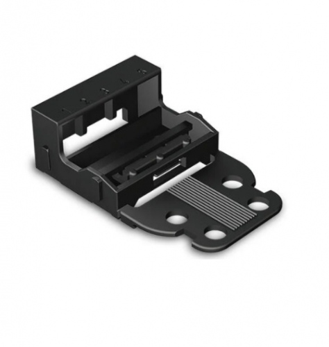 Wago 4 mm Mounting Carrier for 5-Conductor 221 Series Lever-Nuts, Horizontal Snap-in, Black, Case of 10 (Wago 221-515/000-004)