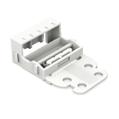 Wago 4 mm Mounting Carrier for 5-Conductor 221 Series Lever-Nuts, Vertical Snap-in, White (Wago 221-525)