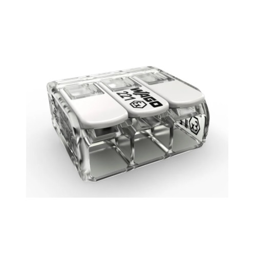 Wago Compact Splicing Wire Connector, 3 Conductor, Up to 10 AWG, Gray, Case of 30 (Wago 221-683)